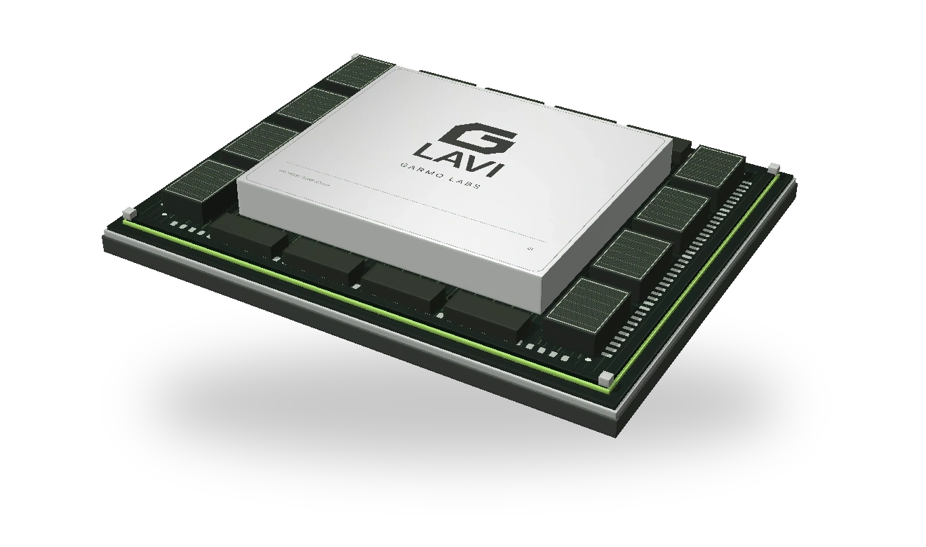 LAVI architectural concept: silver compute package with surrounding memory modules